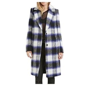 Forever 21 Sz M Longline Textured Plaid Coat Retro Duster Peacoat Relaxed Fit